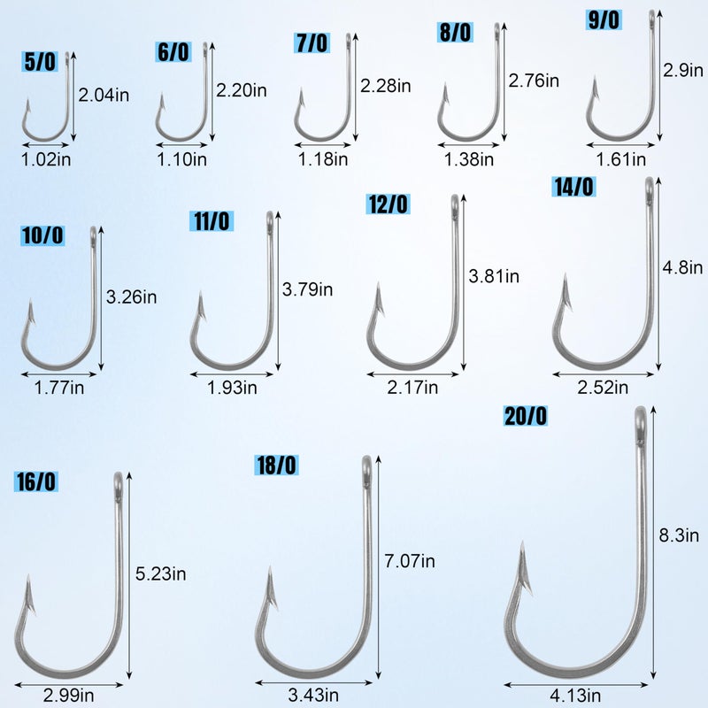 OROOTL Fishing Hooks Saltwater Giant Shark and Alligator Hooks Large J Hooks Stainless Steel Fishing Hook Extra Strong Big Game Fishing Hooks for Catfish Shark Tuna Saltwater Freshwater - Image 4